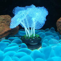 Decoraciones De Acuario Simulación De Mundo Submarino Luminoso De Silicona Coral Falso Fluorescente Anémona De Mar Colorida Para Jaula De Peces - details 0