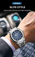 Reloj De Pulsera De Lujo PENGAGAR 2024 Para Hombre Resistente Al Agua Cuadrado Acero Inoxidable Luminoso Fecha Cuarzo Moda Casual - details 2