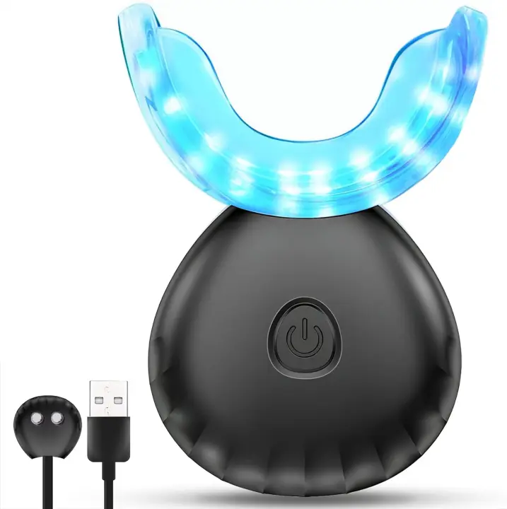 Lámpara blanqueadora dental, luz LED azul 10 veces más potente, conexión USB, sin batería, con luz LED para uso doméstico (negra) - 1
