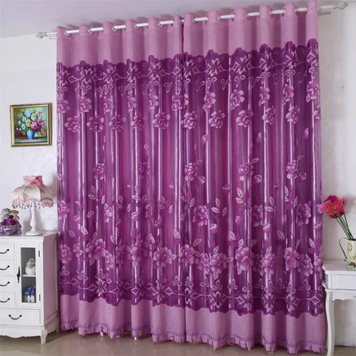 Cortinas Florales Para Sala De Estar Cortinas Rurales Con Patrón De Flores Cortinas De Ventana Para Dormitorio Doble Capa Decorativas Y Protección Solar - 1