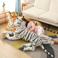 Juguete De Peluche Tigre Realista Suave Animal Silvestre Simulación Regalo De Cumpleaños Para Niños Blanco Y Marrón - details 4