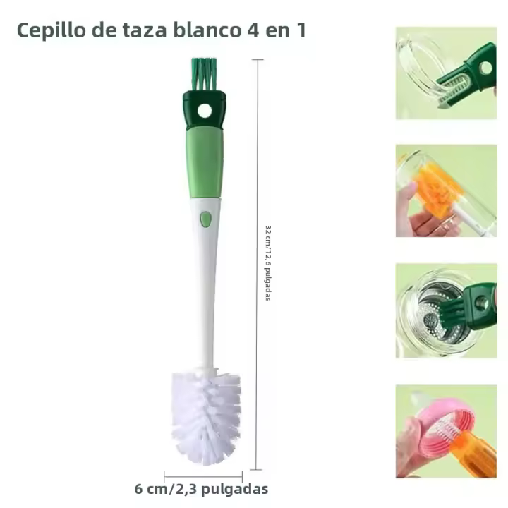 Cepillo De Limpieza Para Botella De Agua 4 En 1 Con Mango Longitudinal Desmontable Herramienta De Limpieza De Cocina Para Botellas De Bebé Y Tapas De Sippy Cup - 1