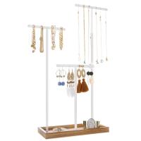 Expositor de Joyas 2 en 1 con Bandeja, 3 Barras en T Ajustables, Soporte para Collares, Pulseras y Pendientes con Agujeros - details 4