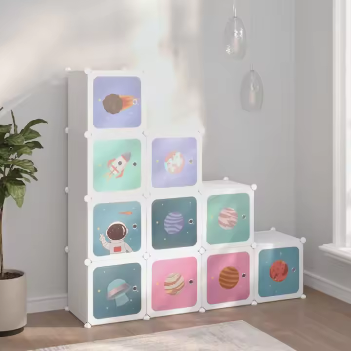 vidaXL Estantería infantil de cubos con 10 compartimentos blanco PP - 1