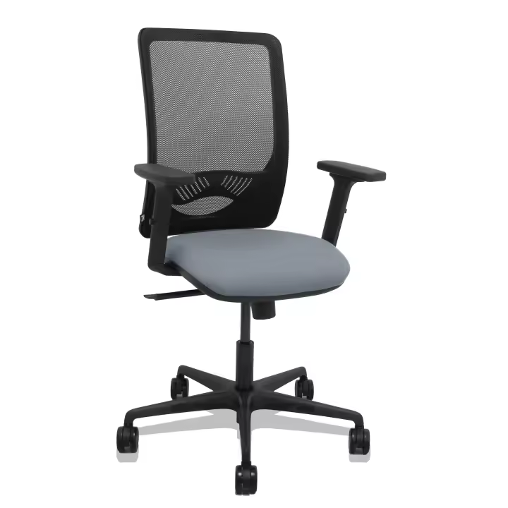 Silla Zulema sincro malla negra asiento bali gris brazos 2D ruedas 65mm - 1