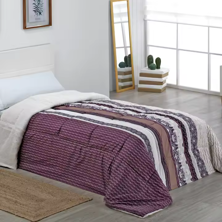 NOVOTEXTIL Edredón de Invierno Estampado con Reverso de Sherpa Camas 90 150 cm Gramaje 400g Relleno Cálido Suave Perfecto Climas Fríos Material de Alta Calidad Diseño Elegante Moderno Aporta Confort Calidez a tu Dormitorio Resistente - 1