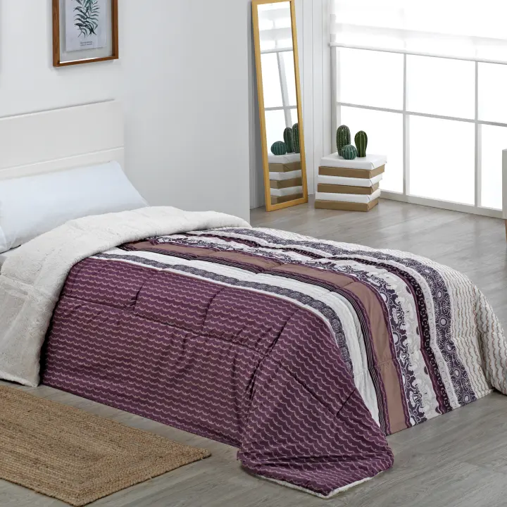NOVOTEXTIL Edredón de Invierno Estampado con Reverso de Sherpa Camas 90 150 cm Gramaje 400g Relleno Cálido Suave Perfecto Climas Fríos Material de Alta Calidad Diseño Elegante Moderno Aporta Confort Calidez a tu Dormitorio Resistente - 1