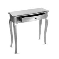 Versa Cagliari Mueble Recibidor Estrecho para la Entrada o el Pasillo, Mesa Consola, con 1 cajón, Medidas (Al x L x An) 80 x 30 x 80 cm, Madera, Color Plateado - details 2