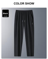Pantalones De Verano Para Hombre Seda Helada Transpirables Casuales Delgados Secado Rápido Estilo Recto Cintura Elástica Deportivos Fitness - details 3
