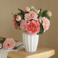 1PC Peonía Artificial De Lujo Con 2 Cabezas Para Decoración De Bodas Y Hogar Estilo Floral Silken Simulación Para Sala De Estar Porche Fiestas - details 2
