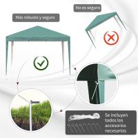 Carpa Plegable Gazebo 3x3 m Cenador Plegable con Altura Ajustable en 3 Niveles Toldo Anti-UV y Bolsa de Transporte para Camping Fiestas Verde - details 2