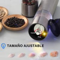 Juego de molinillo de Sal y Pimienta a barería, Molinillos Eléctricos de grosor ajustable, Luz LED para on a La Cocina - details 1