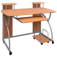 vidaXL Escritorio ordenador madera contrachapada 110x52x88,5 cm en color Negro/Marrón/Blanco | estructura resistente ideal para salón dormitorio o estudio - details 1