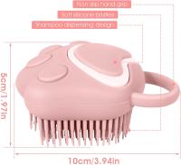 Cepillo de Baño para Perros y Gatos, Dispensador de Champú para Mascotas de Silicona Suave Cepillo de Ducha para el Lavado de Perros y Gatos de Pelo Corto y Largo (Rosa en forma de pata) - details 0