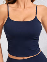 Sudadera Deportiva Para Mujer Con Tirantes Pequeños Y Efecto Scrunch Alta Impacto En Nylon Para Gimnasio Y Yoga Con Almohadillas Incluidas Color Negro - details 3