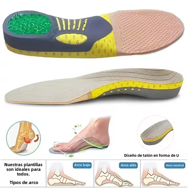 1Par De Plantillas Ortopédicas Para Zapatos Soporte De Arco Para Pies Planos Y Fascitis Plantillas Sanitarias Transpirables Antideslizantes Y Absorbentes De Choque - 1