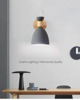 Lámpara De Pared Nórdica Sencilla Para Decoración Del Hogar Material Hierro Sombrilla Base De Madera Sconce Luz E27 Ajustable Para Dormitorio - details 0