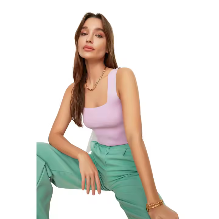 Trendyol Lilac Crop Thick Strappy Blouse Twoaw20Bz0576 - 1