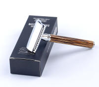 Afeitadora Manual De Seguridad Para Hombres Con Mango De Bambú Cabeza De Afeitar Doble Orilla Y 5 Hojas De Cuchillo Clásico Para Cabello Y Barba - details 4