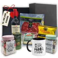 Pack Regalos Originales para Dia del Padre Incluye Vino Ramon Bilbao + Jamón + Queso + TAZA + 2 Frascos de Chuches dia del padre  + Chocolates  Sorprende con esta Cesta Dia del padre - details 0