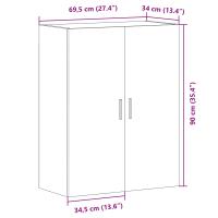 Armario de Pared vidaXL Negro Roble 69,5x34x90 cm Madera Elaborada - details 7