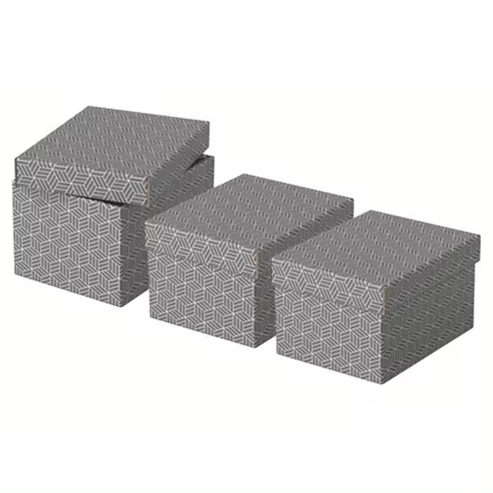 LEITZ PACK 3 CAJAS CARTON DECORATIVA GRIS 255X200X150MM HOME 34x43x3 Cms. - 1