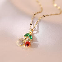 Collar De Moda Con Colgante De Cereza Para Mujer Accesorio De Joyería Con Zirconia De Alta Gama Cadena De Hombro De Acero Inoxidable Regalo Ideal - details 3