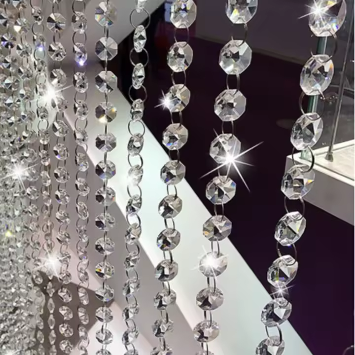 Cortina De Perlas De Vidrio Cristal Para Sala De Estar Y Dormitorio Decoración De Fiesta Y Boda Cortina De Perlas De Vidrio Para Puerta - 1
