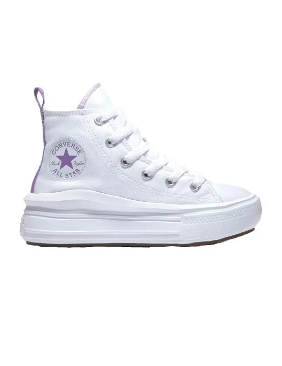 Zapatilla Junior Converse Move Hi Blanca Lila - 1