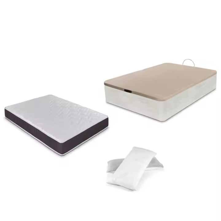 Dormidan - PACK DE CANAPE ABATIBLE DE GRAN CAPACIDAD EN COLOR + COLCHON VISCOELASTICO + ALMOHADA VISCO COPOS DE REGALO - 1