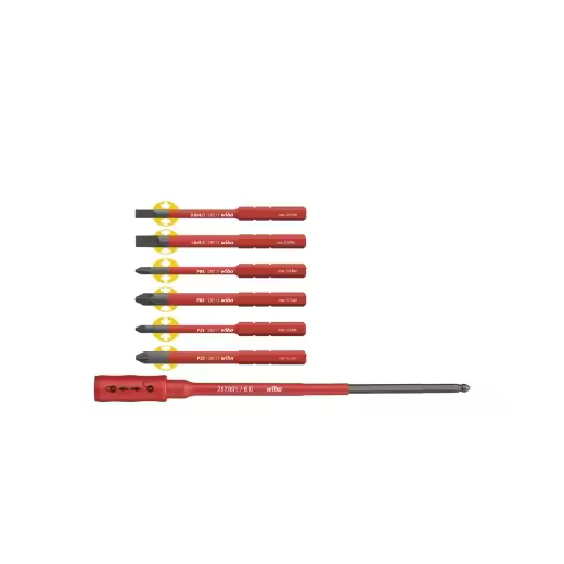 Wiha Juego de bits slimBit electric en surtido con soporte slimBit de 7 unid. (36079) - 1