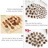 100 Pcs Conos De Pino Miniatura De Madera Para Decoración De Árbol De Navidad Y Props Fotográficos Creativos Artesanía Clásica - details 0