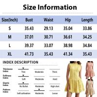 Vestido Mini De Encaje Con Agujeros Huecos Para Mujer Cuello Erguido Sin Mangas Cintura Alta Spliced Botones Estilo Vintage - details 4