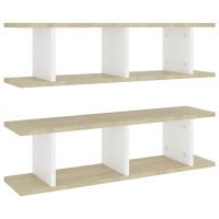 vidaXL Estantes de pared 2 uds contrachapada 75x18x20 cm Blanco, Negro, Gris Mueble Almacenaje Estantería para Oficina, Estudio, Dormitorio Estantería/Librería/ mueble de Almacenamiento - details 7