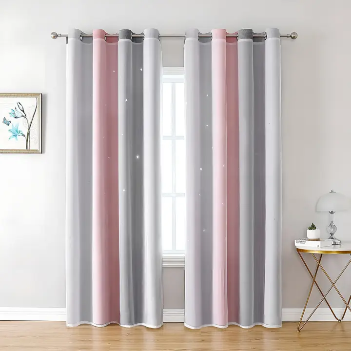 Cortinas con ojales rosa moderno, filtrantes de luz.estores enrollables,cortinas pack de 2, 100x130cm cortina opaca - 1