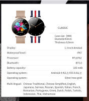 mujeres pantalla T8 ultra-delgado smartwatch de las de 1,36 pulgadas de siempre brillante 360 * 360 HD reloj de píxeles - details 15