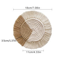 Mantelera De Algodón Tejida a Mano Estilo Bohemio Con Borlas No Esmerilada Antideslizante Para Taza Alfombrilla De Mesa Decorativa - details 1