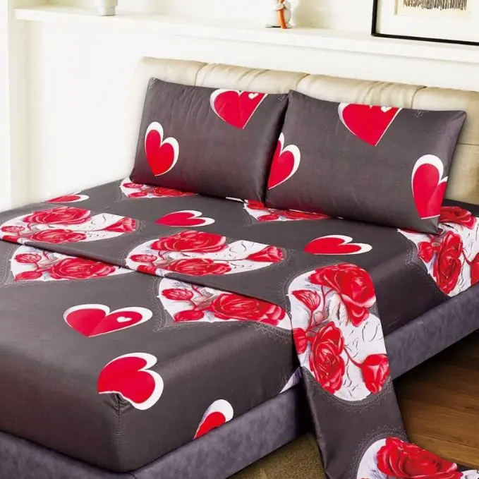 Juego de Sábanas Romántico Marrón Profundo con Corazones - Incluye Funda Nórdica + Sábana Ajustable Elástica + 1-2 Fundas de Almohada | Tallas 90/135 cm (3 Piezas) y 150 cm (4 Piezas) | Tejido Suave Antipilling y Lavado Fácil - 1