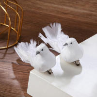 Pájaros Artificiales De Pluma De Espuma Blanca Doves Mini Decoración De Pájaros Para El Jardín Y Artesanía - details 5