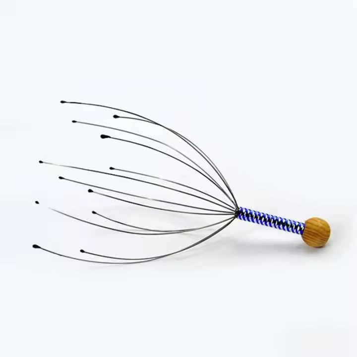 Masajeador de cuero cabelludo con forma de pulpo (1/2 pieza), masajeador de cabeza manual con diseño de garra, agarre relajante para la cabeza para una experiencia de masaje relajante. El color del mango es aleatorio. - 1