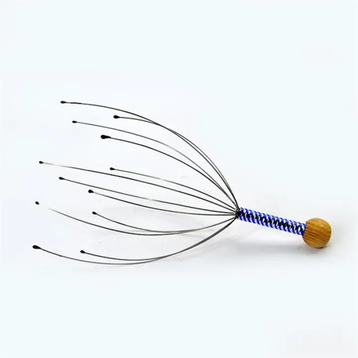 Masajeador de cuero cabelludo con forma de pulpo (1/2 pieza), masajeador de cabeza manual con diseño de garra, agarre relajante para la cabeza para una experiencia de masaje relajante. El color del mango es aleatorio. - 1