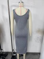 Conjunto De Vestido Y Sudadera Para Mujer 2 Piezas Color Sólido Casual Otoño Invierno Cuello En V Sin Mangas Bodycon Vestido - details 6