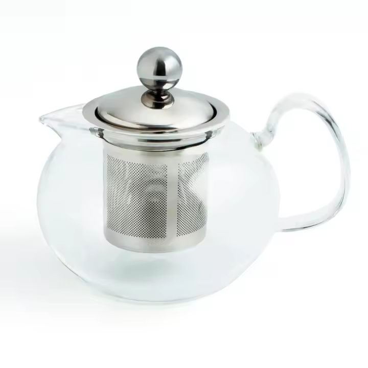 Quid Tetera Vidrio Filtro Inox 0,55L Transparente Liso con Tapa y Filtro de Acero Inoxidable - 1