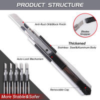 Cuchillo De Utilidad Retráctil De Acero Inoxidable 9mm Para Desempaquetar Corte De Papel Artesanía Carving Para Artistas - details 1