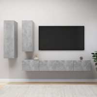 vidaXL Set muebles de salón TV 4 pzas madera ingeniería gris hormigón - details 0