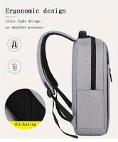 Bolsos,1PC Mochara gris para portátil de Negocios, Bolsa de viaje Ligera de Tela con Correa ajustable, cerre de Cremallera, forro de poliéster, detalle de Hilo de Coser, diseño de Cordones PARA LA Escuela, Actividades al Aire Libre - details 4
