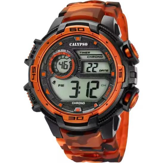 Reloj Hombre X-TREM Camuflaje Naranja CALYPSO - K5723/5, 10 ATM Resistencia al Agua, Digital, Diámetro 51mm, Garantía 36 Meses - 1