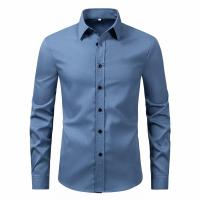 Camisa Casual Para Hombres De Cuatro Estaciones Con Mangas Largas Y Cuello En V Estilo Inteligente Poliéster Tat De Nueva Colección 2025 - details 4