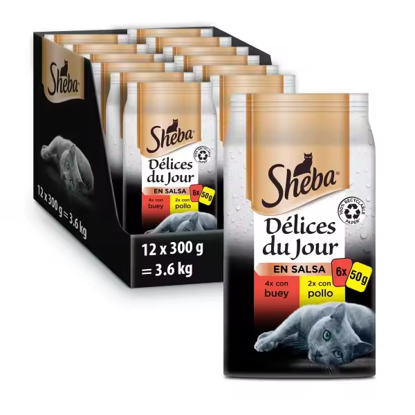 Comida húmeda para gatos Sheba Délices Du Jour (12x6x50gr) - Alimento de calidad premium para tu felino - ¡Sabor irresistible y nutritivo! - 1