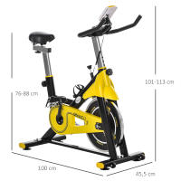 HOMCOM Bicicleta Estática con Resistencia Regulable Bici Estática Bicicleta de Fitness con Pantalla LCD Ruedas Manillar y Asiento Ajustable para Casa Gimnasio Amarillo y Negro - details 2